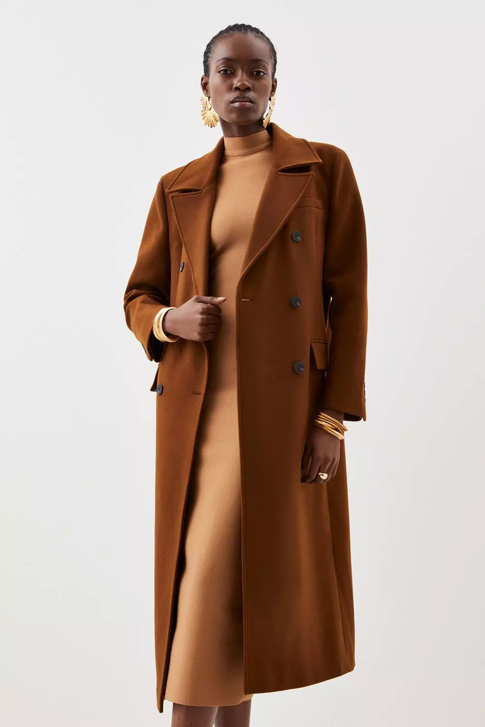 Italian Virgin Wool Oversized Shoulder Coat